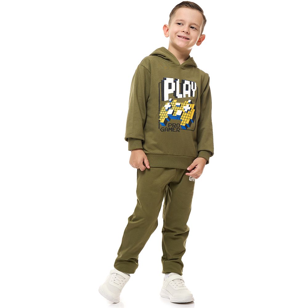 Victor and Jane - 2pc-Set - Boys' Hoodie And Jogger - Olive