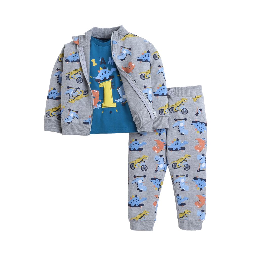 Victor and Jane - 3pc-Set - Tracksuit Set - Blue & Gray