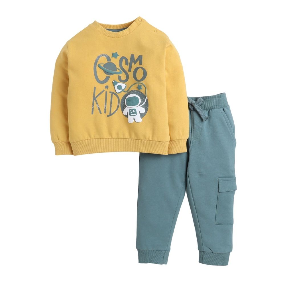 Victor and Jane - 2pc-Set - Boys' Sweatshirt And Joggers - Mustard/Green