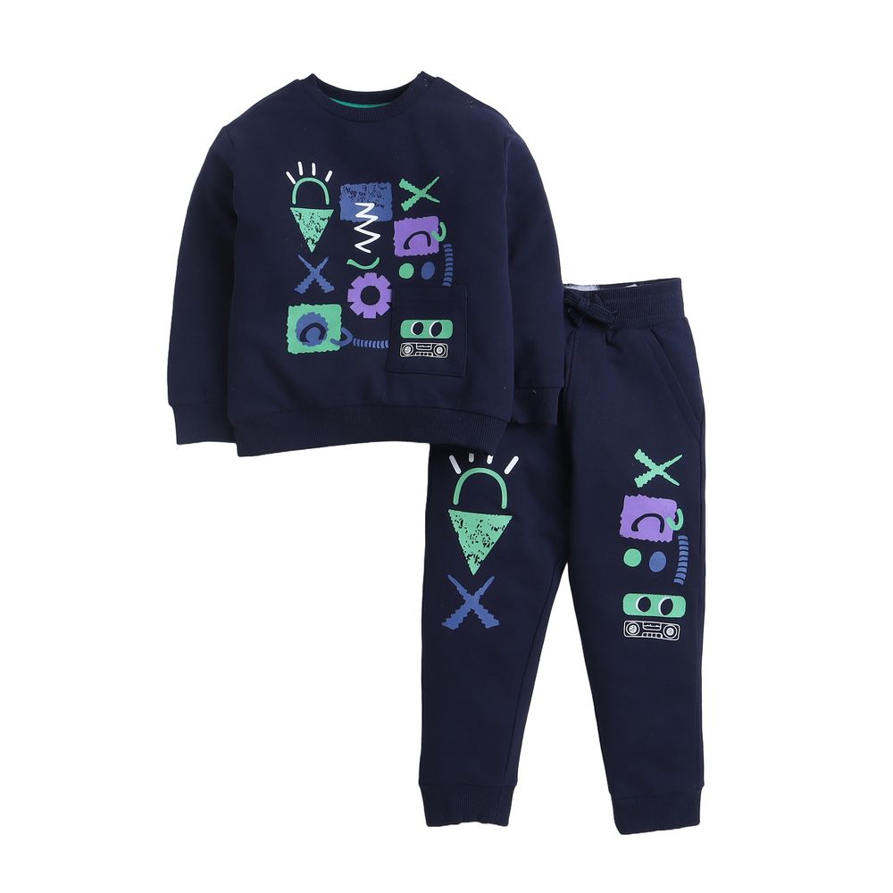 Victor and Jane - 2pc-Set - Sweatshirt & Jogger Set - Navy