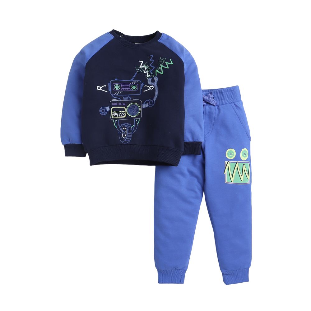 Victor and Jane - 2pc-Set - Raglan Sweatshirt & Jogger Set - Navy & Blue