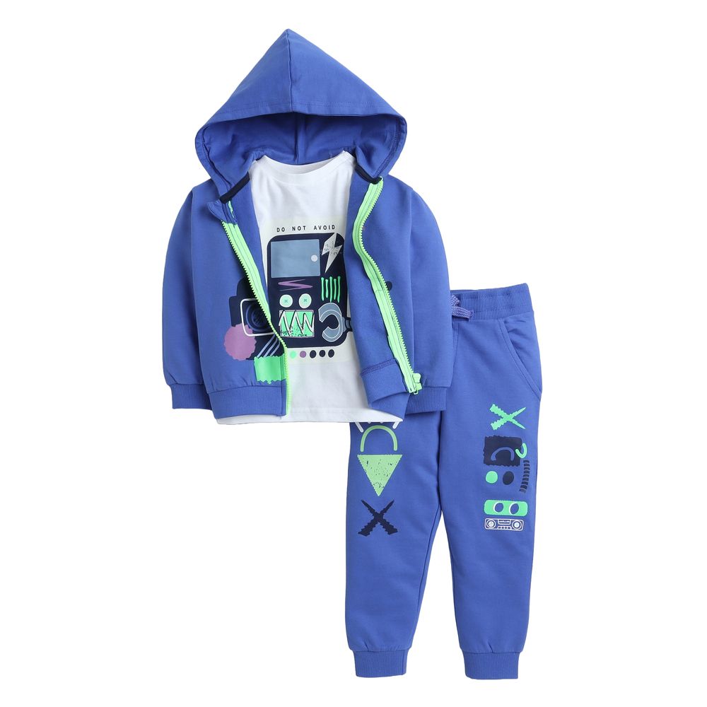 Victor and Jane - 3pc-Set - Tracksuit Set - Blue & Off-White