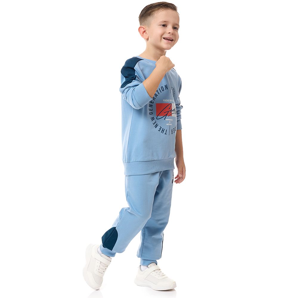 Victor and Jane - Boys' 2-Piece Sweatshirt & Jogger Set - Blue