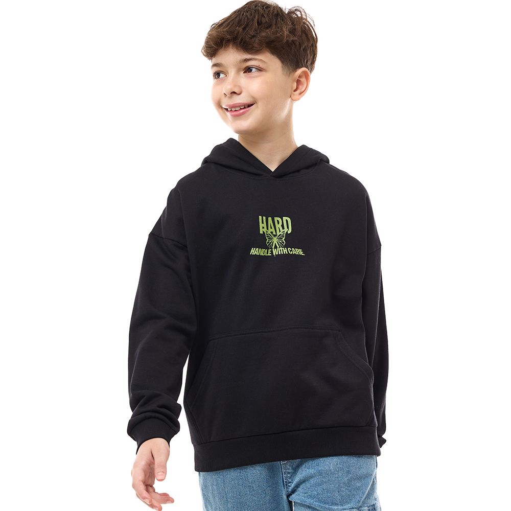 Victor and Jane - Boys' Hoodie Handle With Care - Black