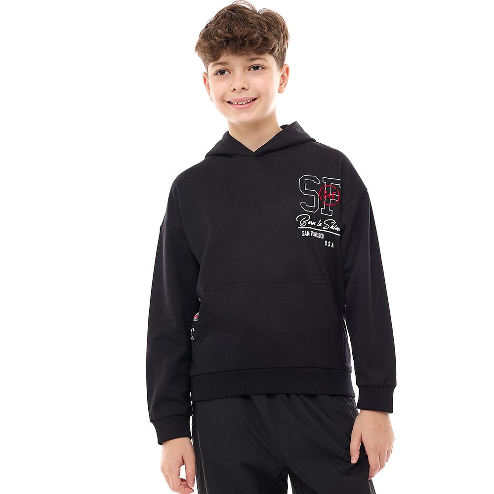 Victor and Jane - Boys' Hoodie Born To Shine - Black