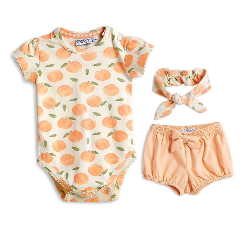 Dirkje - 2pc-Set - Babysuit With Headband - Peach