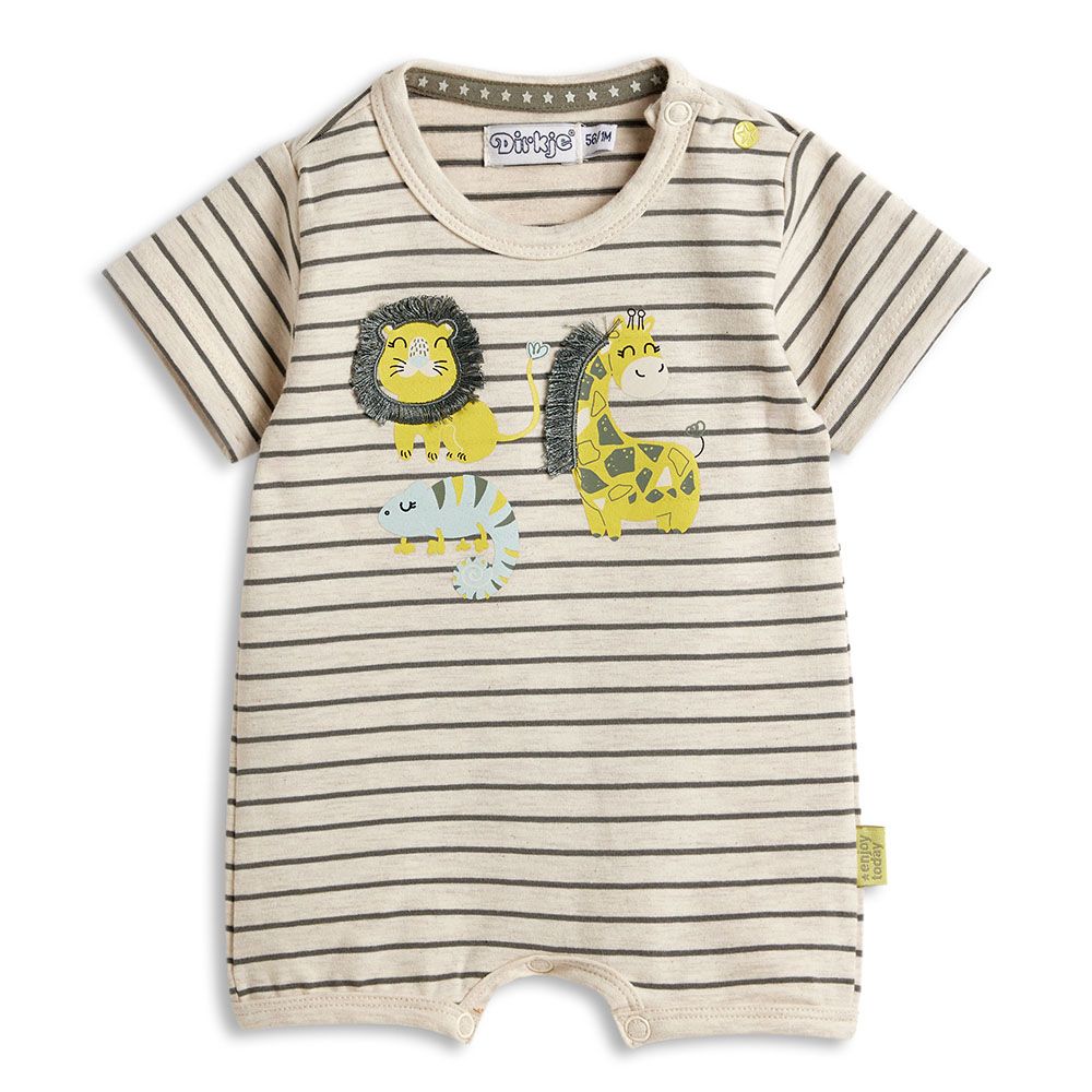 Dirkje - Boy's Babysuit - Animal - Beige