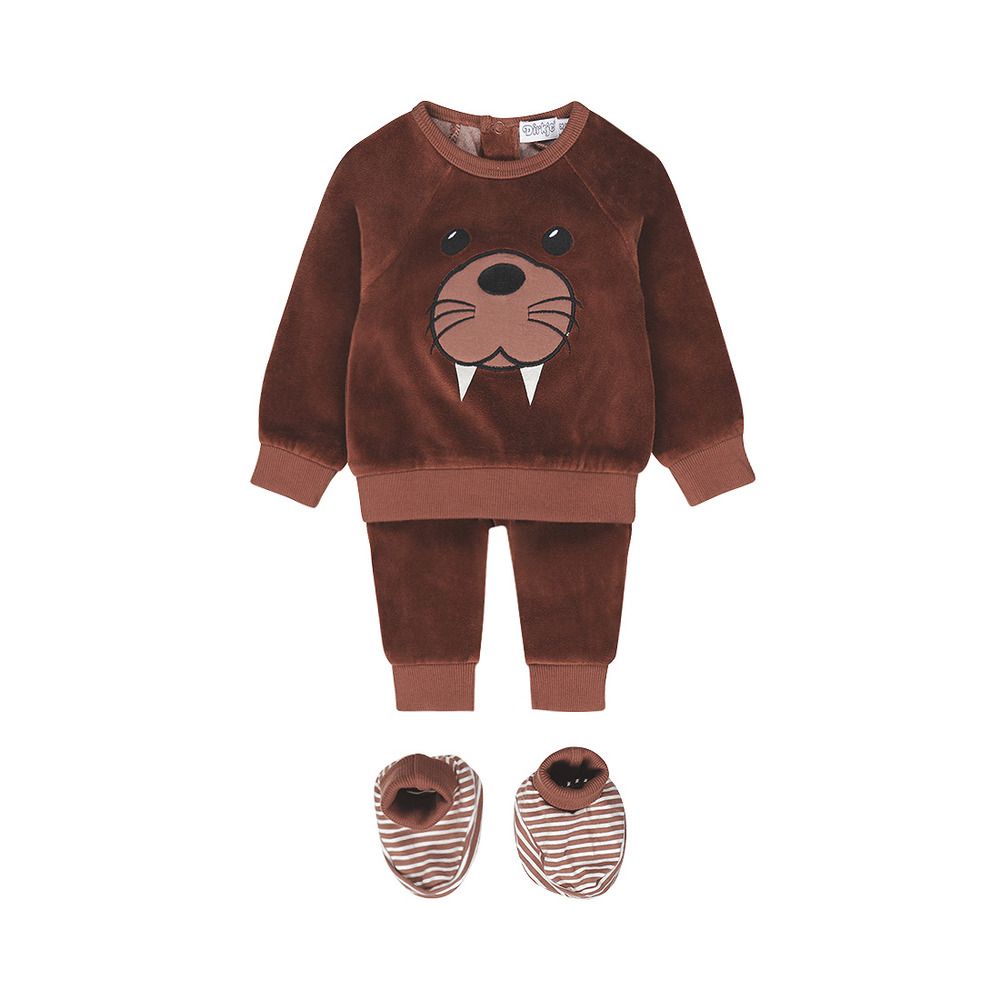 Dirkje - 3pc-Set - Top And Pants With Socks - Brown