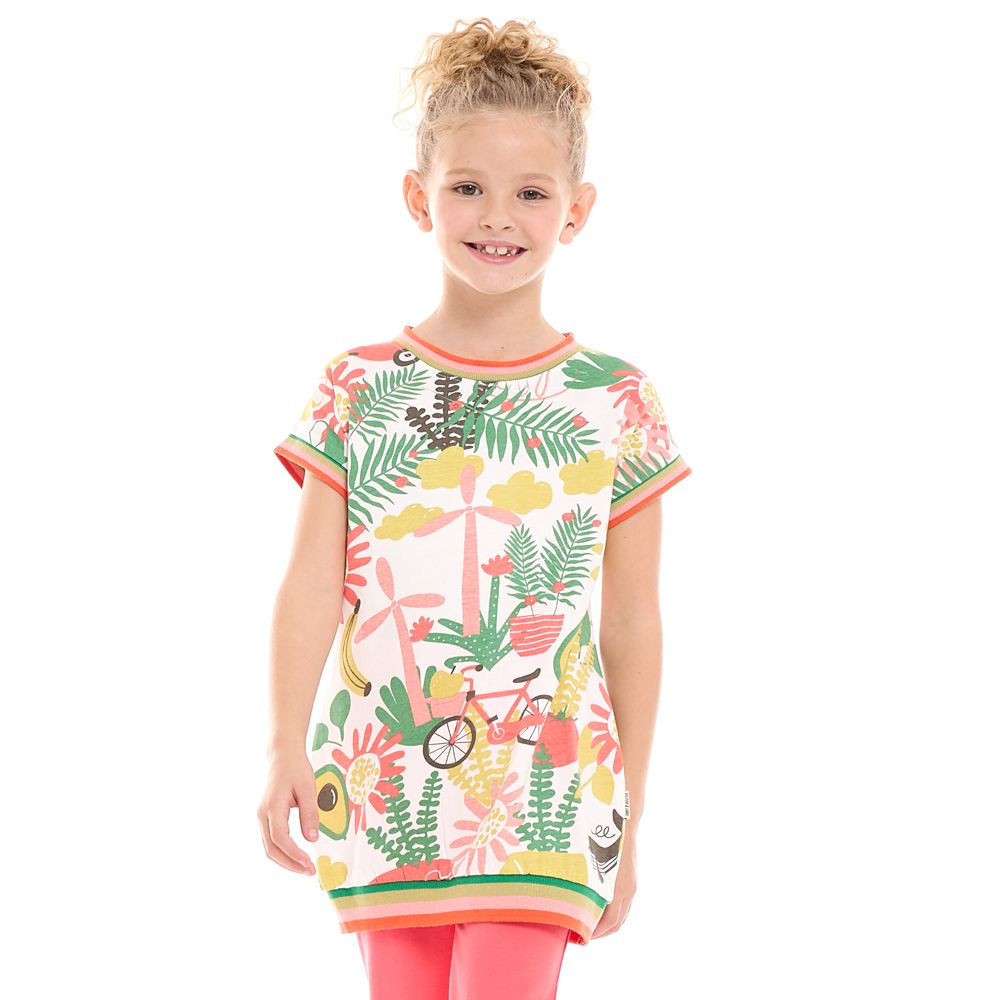 Victor and Jane - Girls' Printed Short Sleeve Long Top