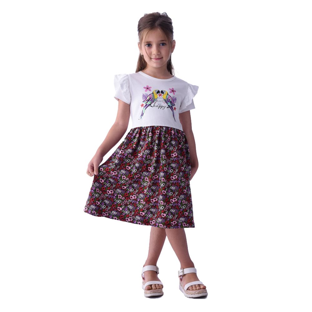 Victor and Jane - Girls' Floral Summer Dress with Flutter sleeve