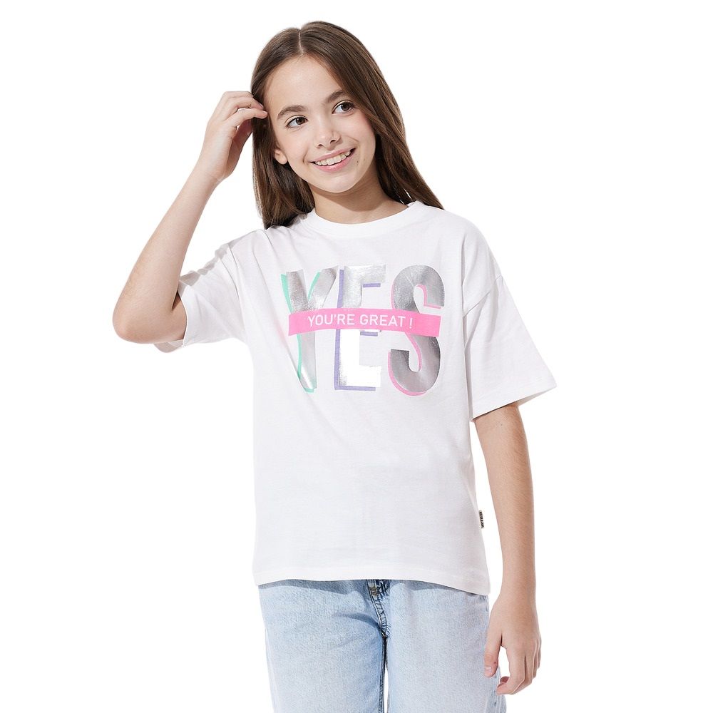 Victor and Jane - Girl's Oversized T-Shirt - Off White