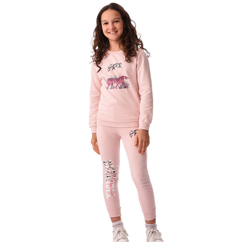 Urbasy - 2pc-Set - Full Sleeves Sweatshirt With Joggers - Pink