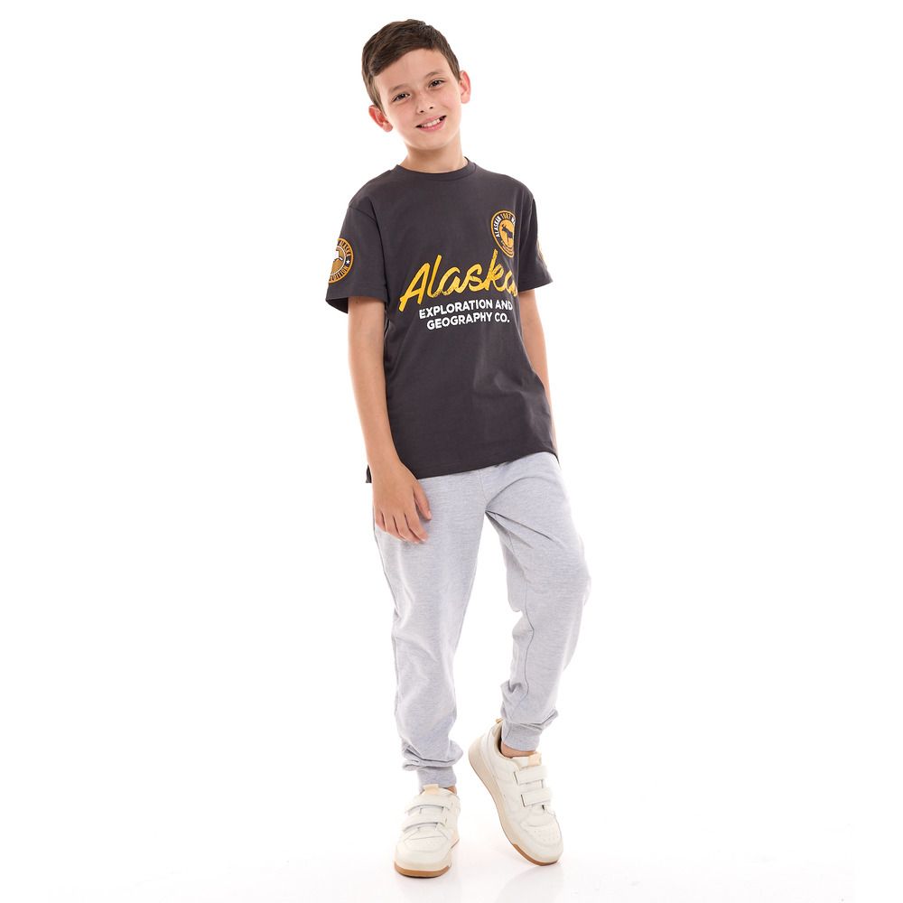 Victor and Jane - 2pc-Set - Boys' T-Shirt And Jogger - Grey/Dark Grey