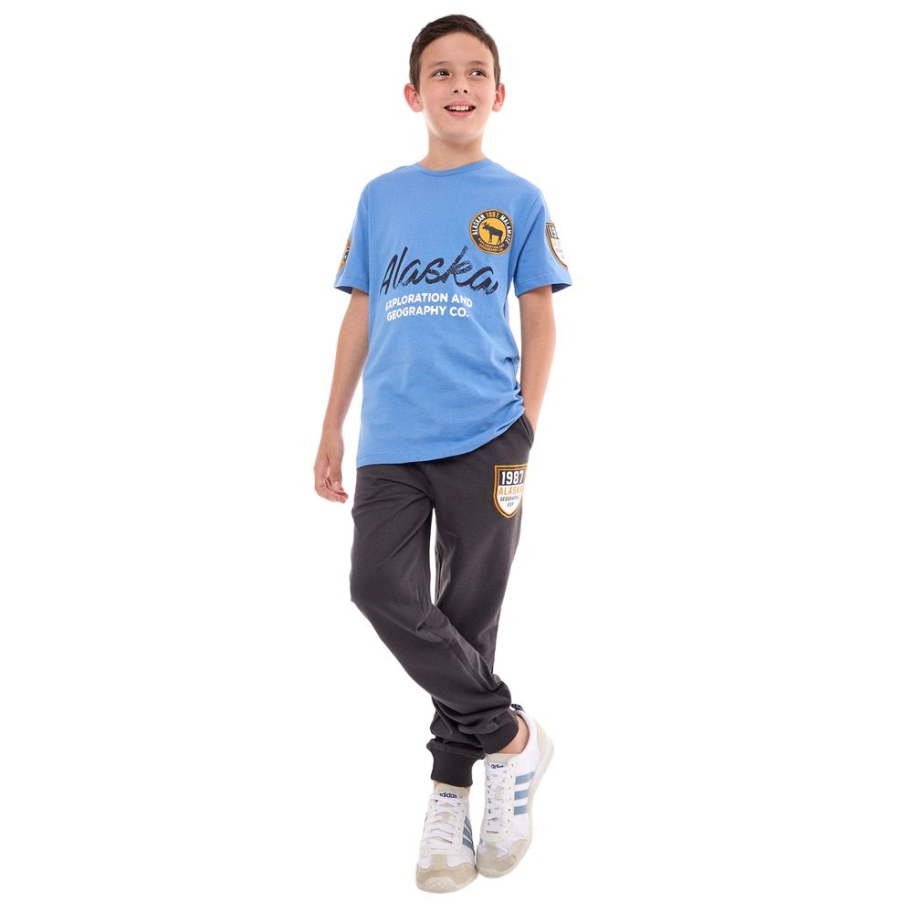 Victor and Jane - 2pc-Set - Boy's T-Shirt And Jogger - Blue/Grey