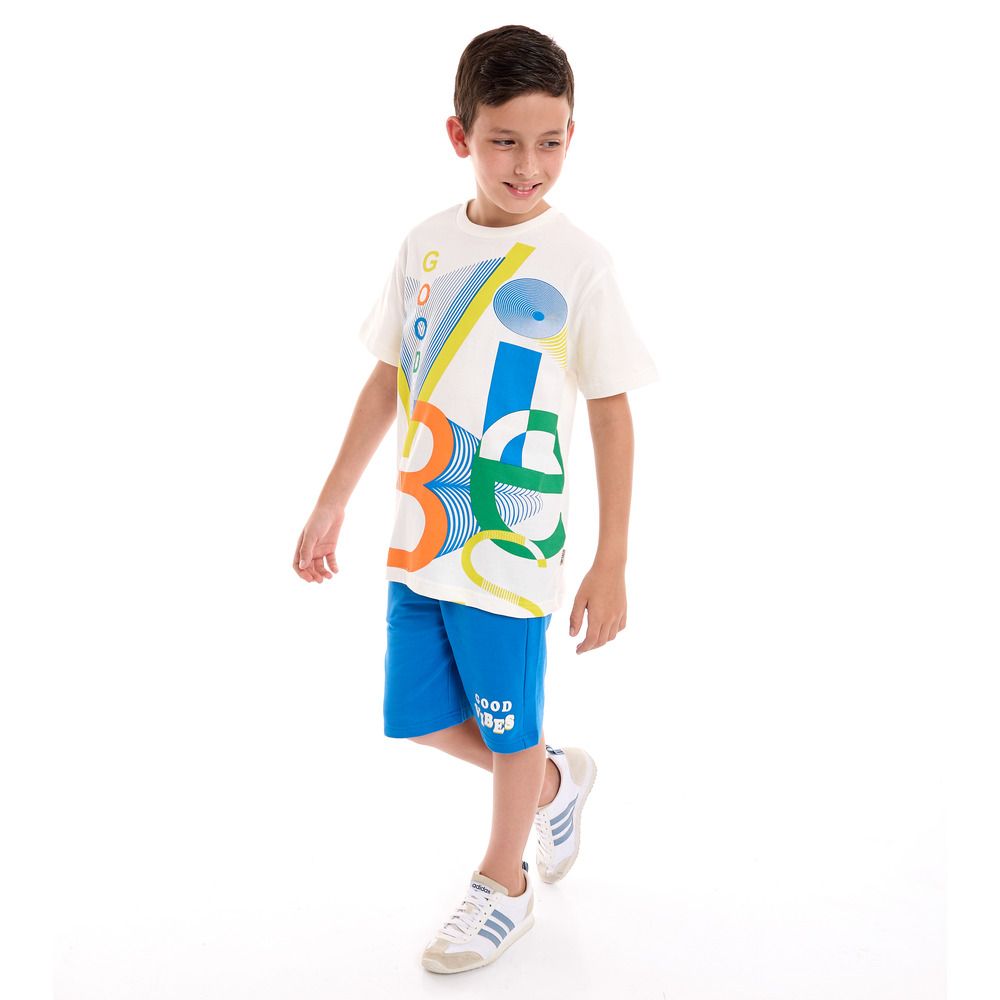 Victor and Jane - 2pc-Set - Boy's T-Shirt And Short - Off-White/Blue