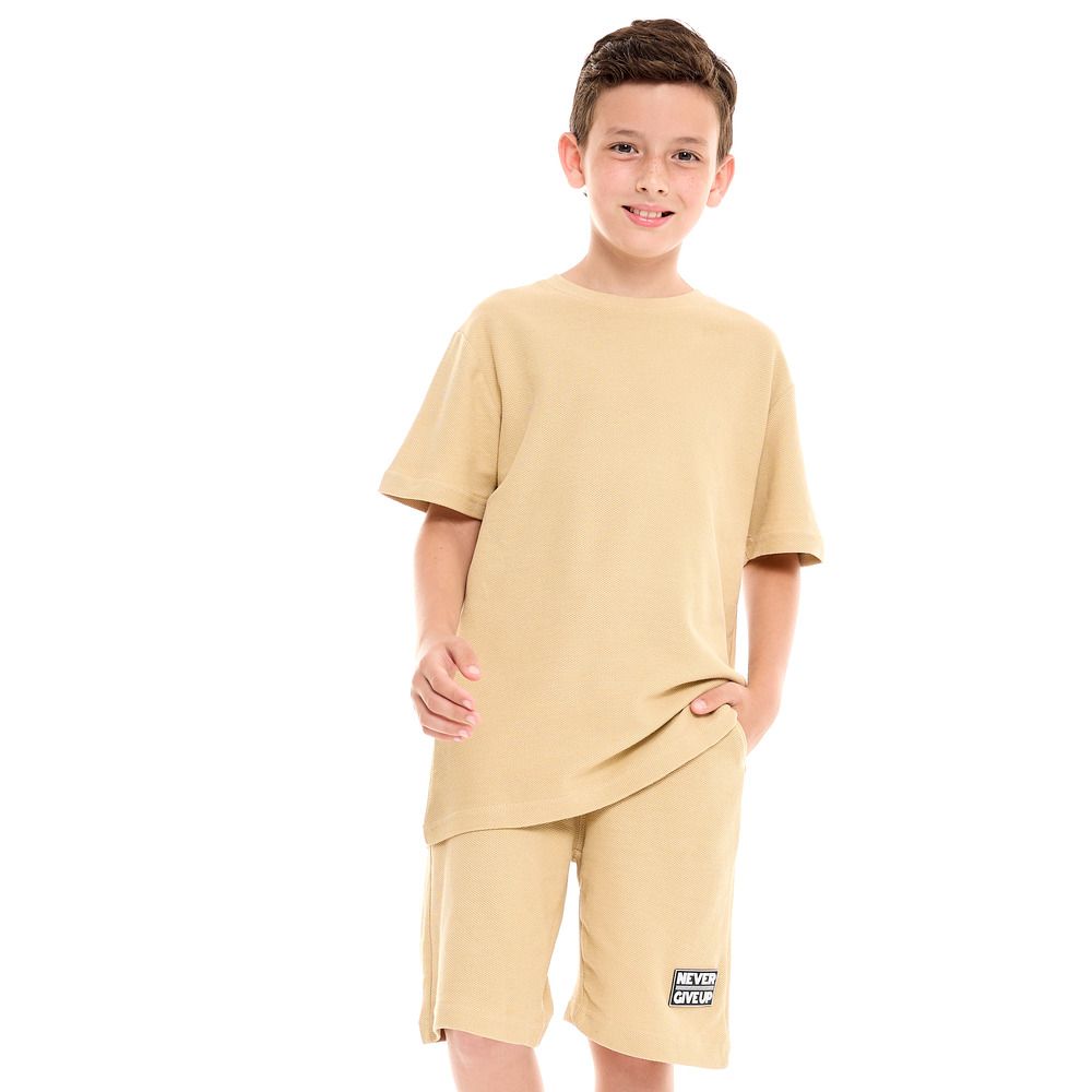 Victor and Jane - 2pc-Set - Boy's T-Shirt And Shorts - Beige