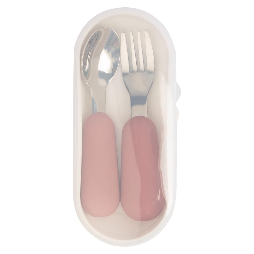 Babies Basic - Stainless Steel Cutlery Set - 2pcs - Pink