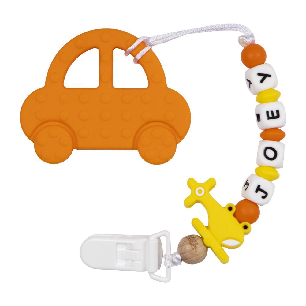 Babies Basic - Customized Pacifier Clip - Car - Orange