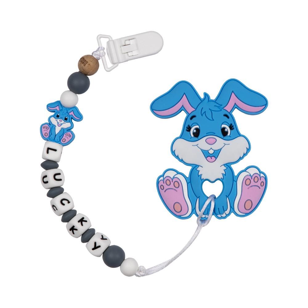 Babies Basic - Customized Pacifier Clip - Bunny - Navy Blue