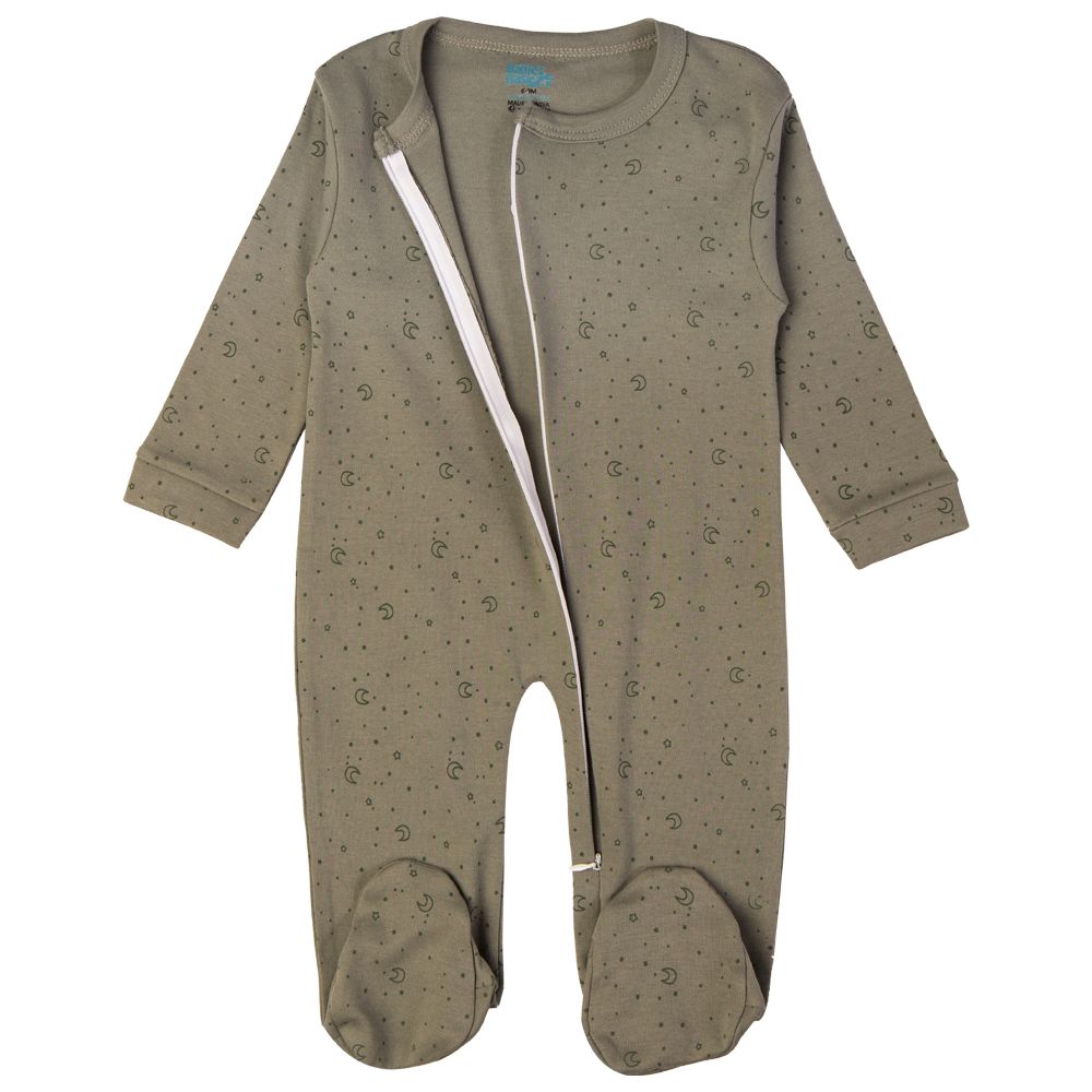 Babies Basic - Printed Cotton  Long Sleeves Jumpsuit/Romper - Grey