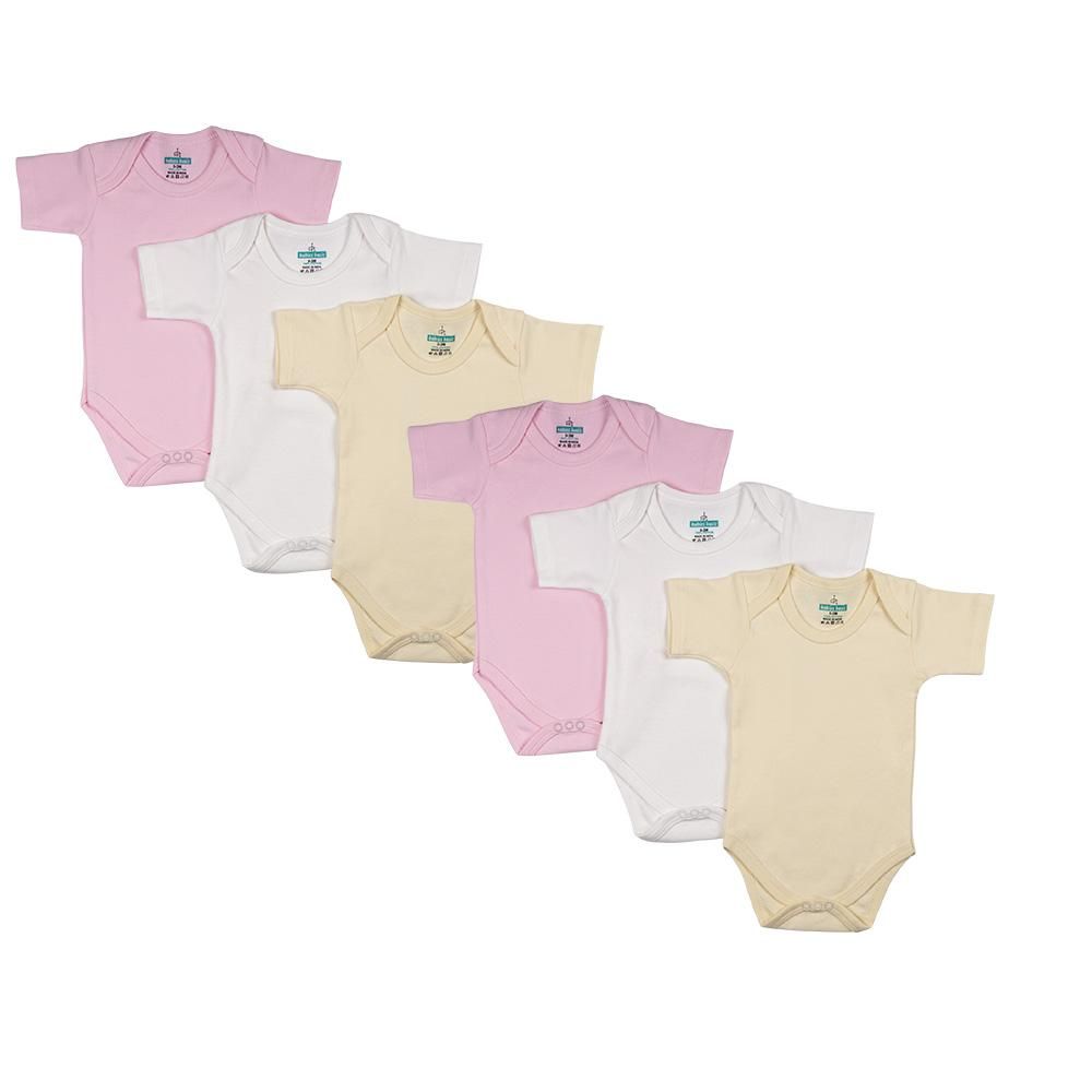 Babies Basic - 6pc-Set - 100% Cotton Girls Short Sleeves Bodysuit