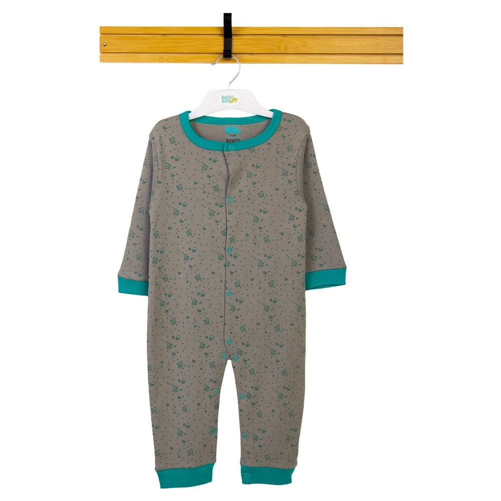 Babies Basic - Printed Long Sleeves Romper/Sleepsuit - Grey