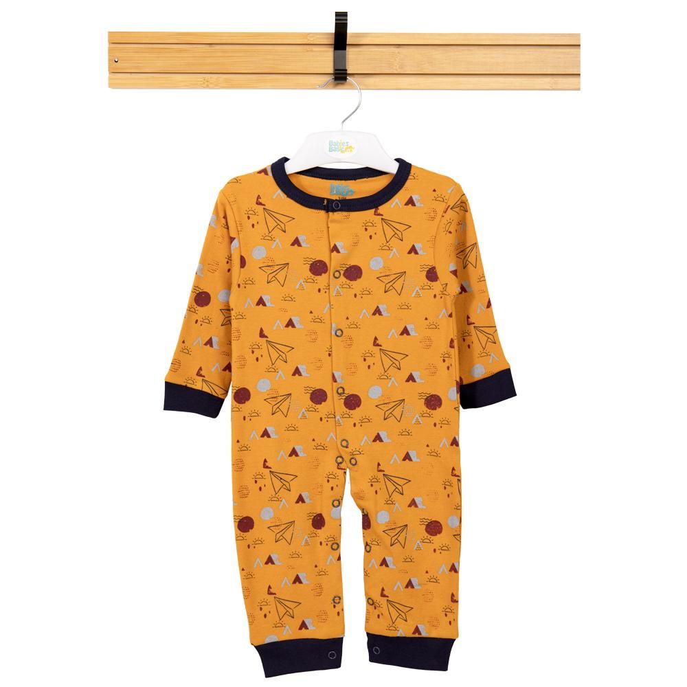 Babies Basic - Printed Long Sleeves Jumpsuit/Romper/Sleepsuit - Mustard