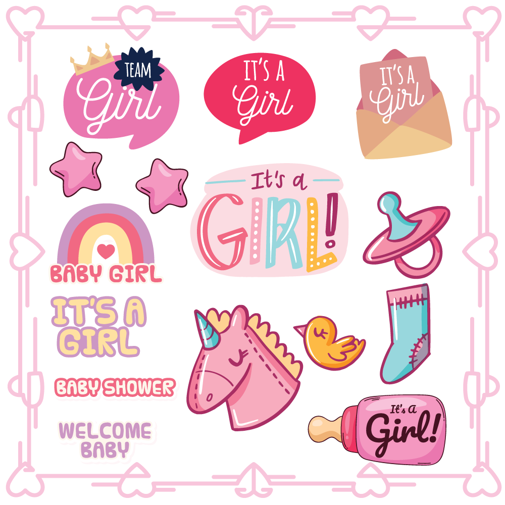 Twinkle Hands - It's a Girl Baby Shower Stickers