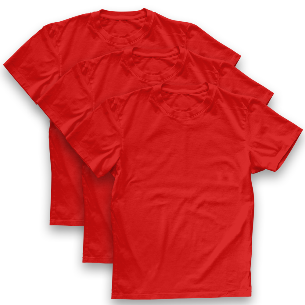 Twinkle Hands - Unisex Short Sleeve Cotton T-shirt Pack Of 3 - Red