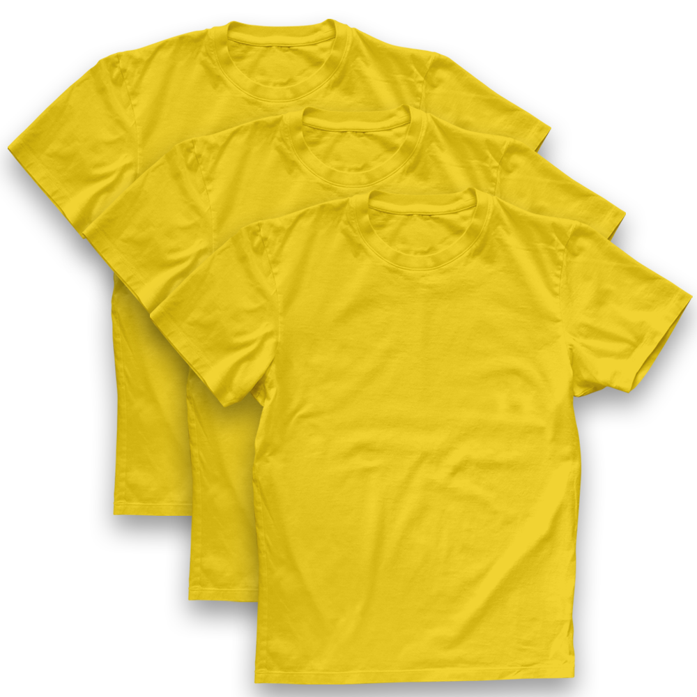 Twinkle Hands - Unisex Short Sleeve Cotton T-shirt Pack Of 3 - Yellow