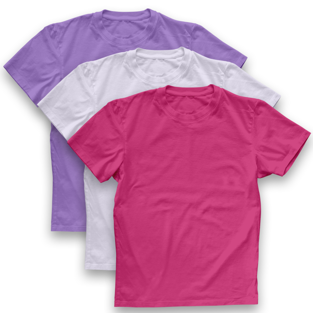 Twinkle Hands - 3pc-Set - Short Sleeves T-Shirt - Pink/White/Purple