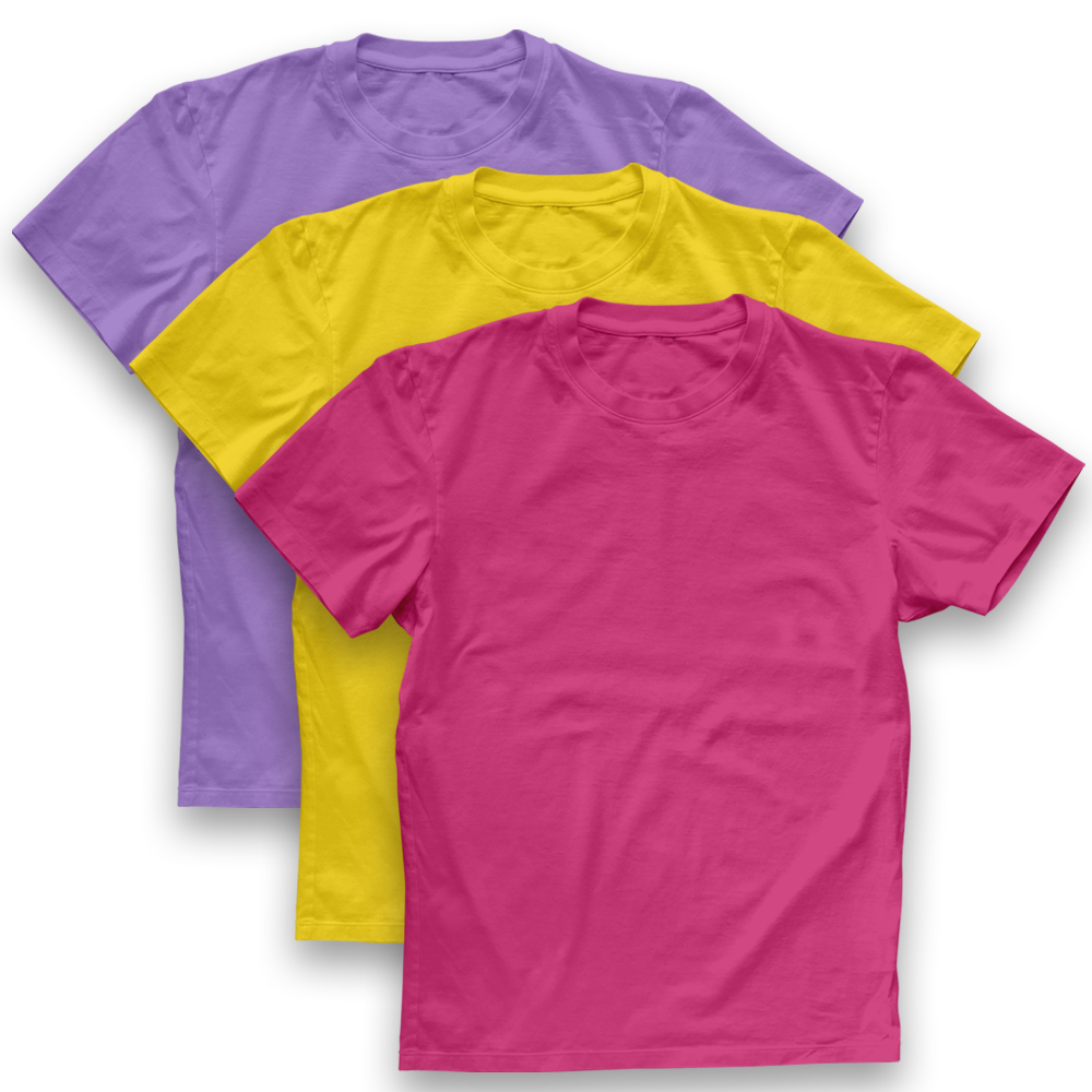 Twinkle Hands - 3pc-Set - Short Sleeves T-Shirt - Pink/Yellow/Purple