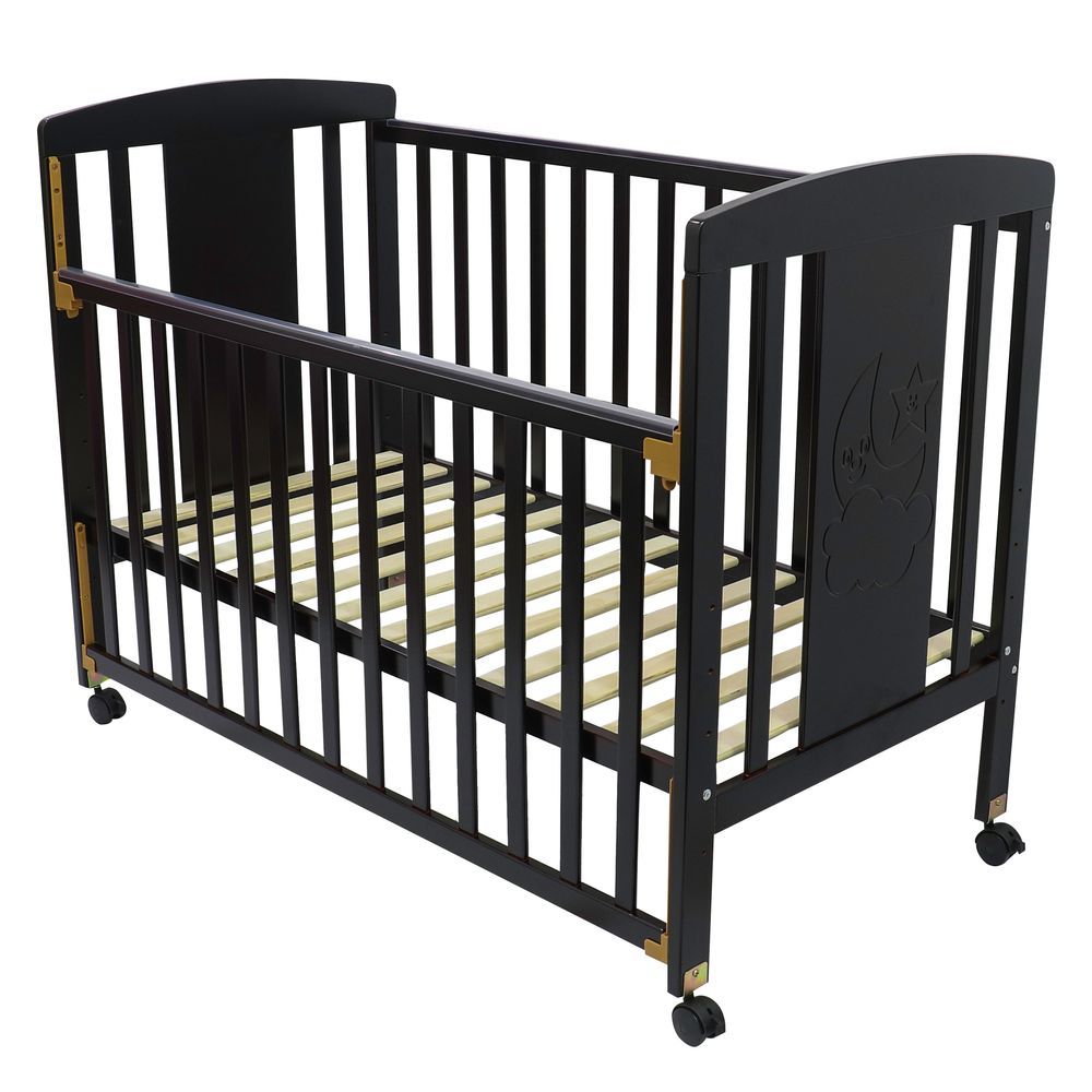 Bebesitos - Deluxe Wooden Baby Crib - Black - Large