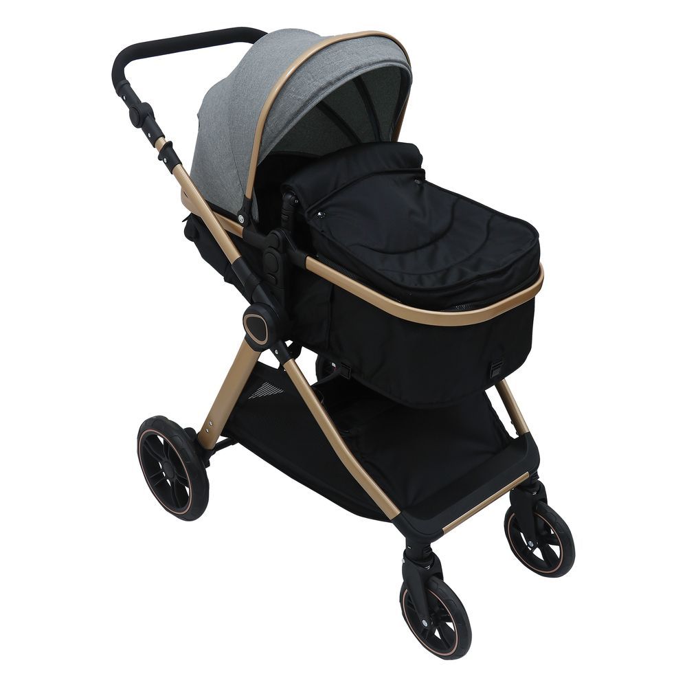 Bebesitos - Sturdy 3-In-1 Reversible Bassinet Stroller Pram - Grey