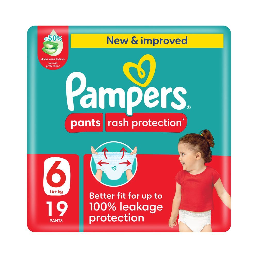 Pampers - Rash Protection Diapers Pants With Aloe Vera - Size 6 - 16-21kg - 19 Pcs