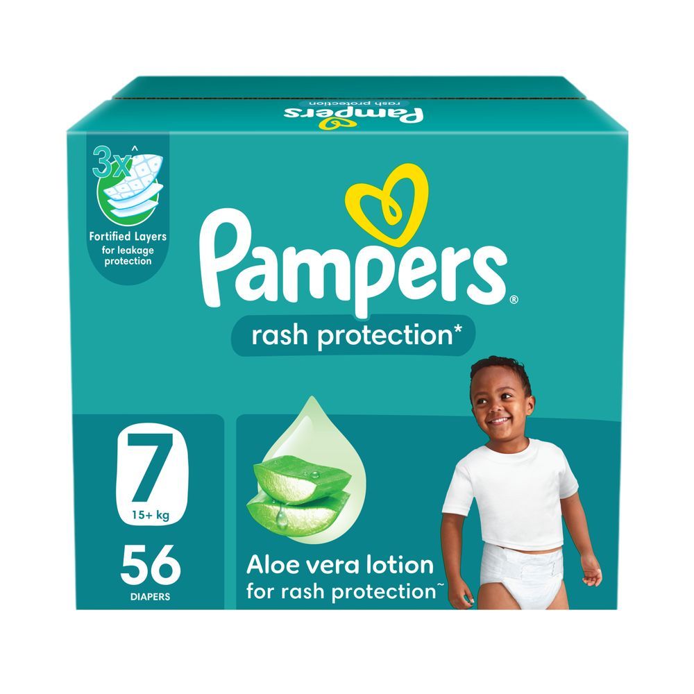 Pampers - Rash Protection Taped Diapers - Size 7 - 15+kg - 56 Pcs