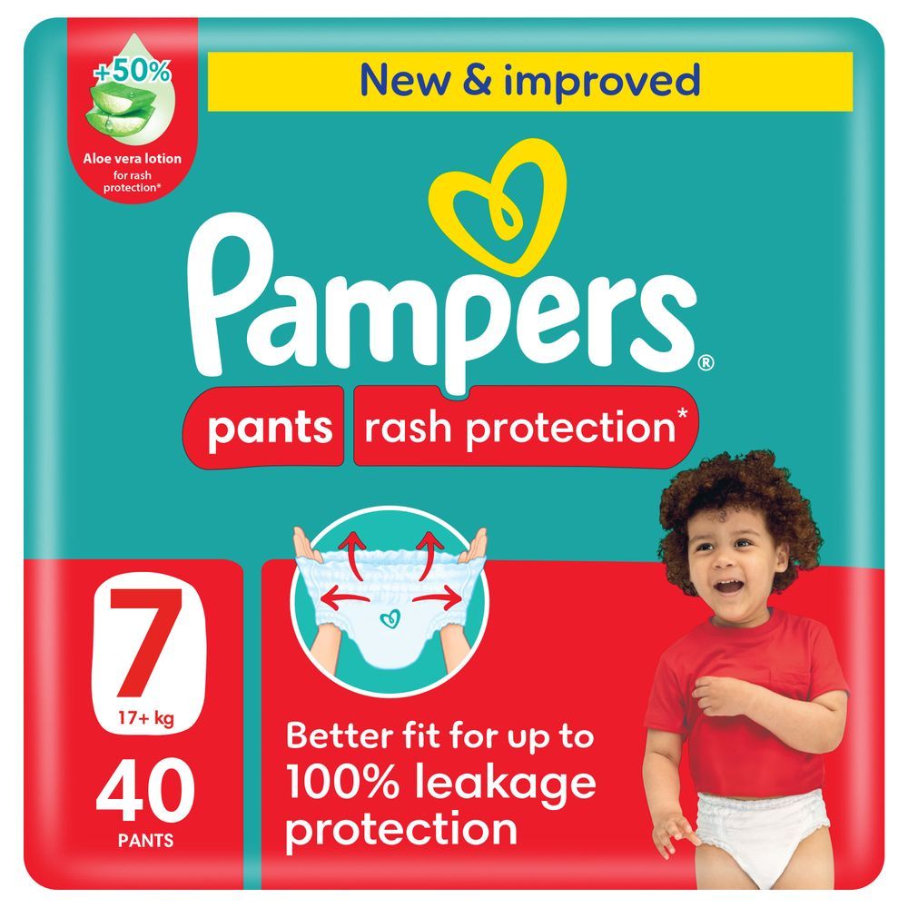 Pampers - Rash Protection Diapers Pants With Aloe Vera - Size 7 - 20+kg - 40 Pcs