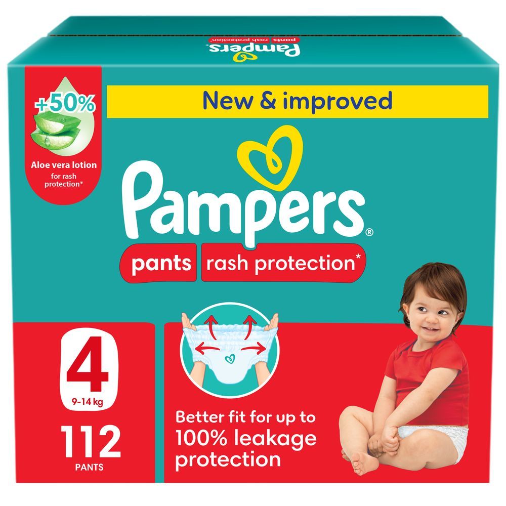 Pampers - Rash Protection Diapers Pants With Aloe Vera - Size 4 - 9-14kg - 112 Pcs