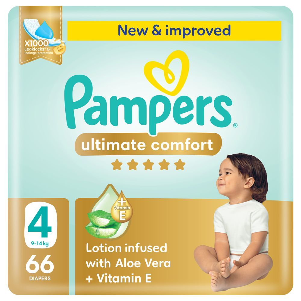 Pampers - Ultimate Comfort Taped Diapers - Giant Pack - Size 4 - 9-14 kg - 66 Pcs