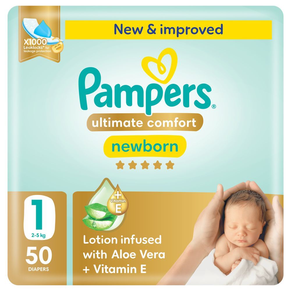 Pampers - Ultimate Comfort Taped Diapers - Size 1 - 2-5 kg - 50 Pcs