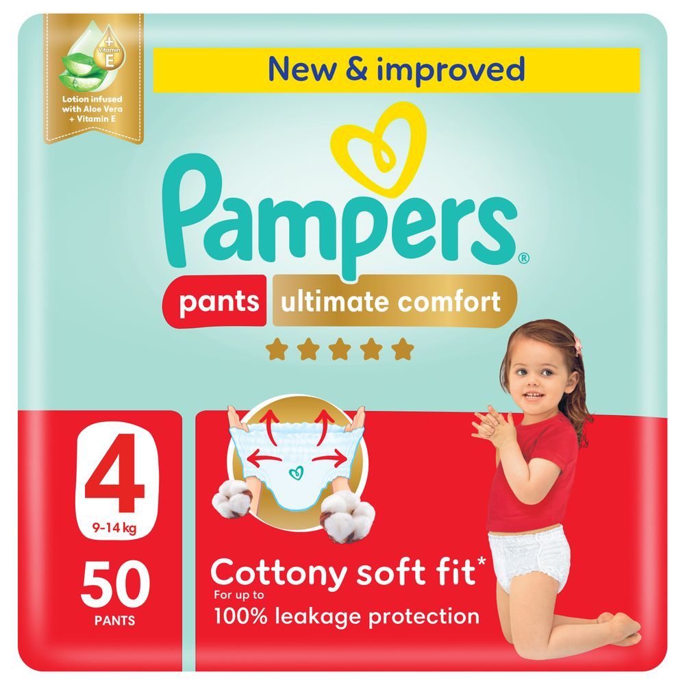 Pampers - Ultimate Comfort Diapers Pants With Aloe Vera And Vitamin E - Size 4 - 9-14kg - 50 Pcs