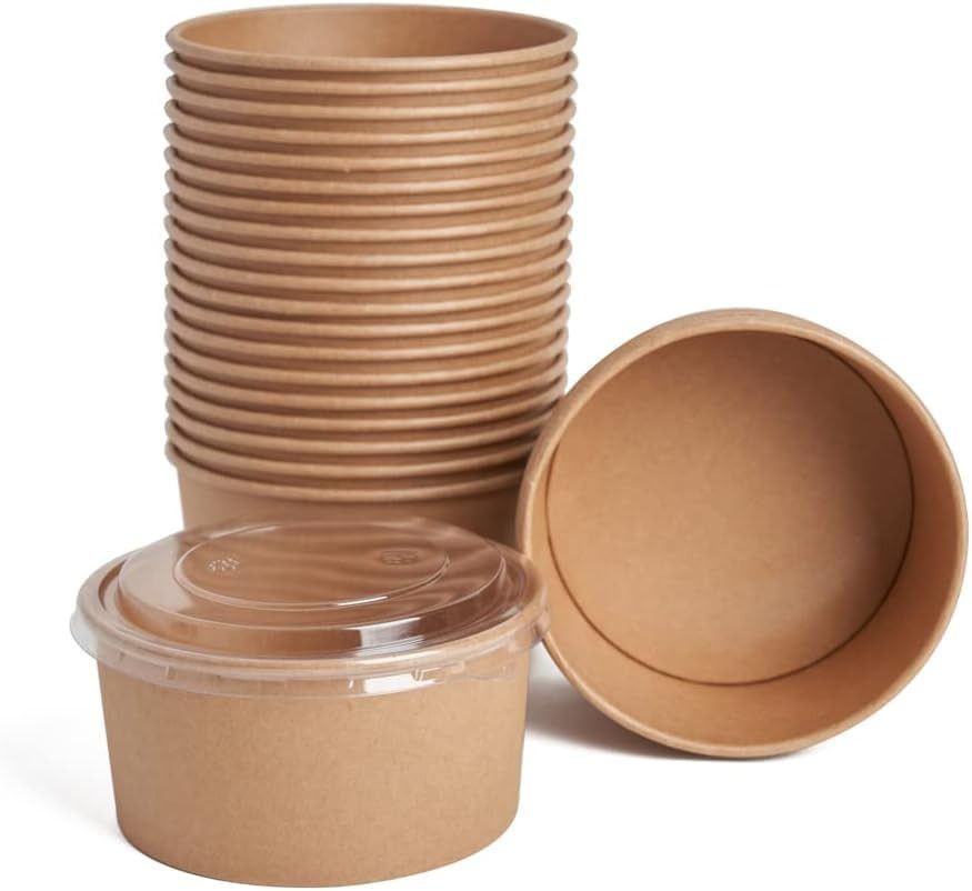 Ecoway - Disposable Bowls - 1000ml - Pack of 50 - Brown