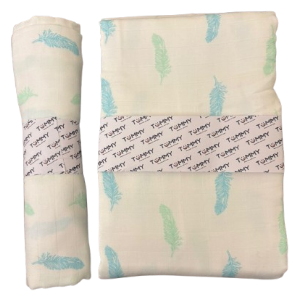 Tummy -  Baby Essential Leaf Swaddle Blanket Combo - Pack of 2