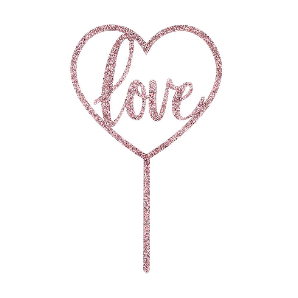 Hootyballoo - Rose Gold Acrylic 'Love' Cake Topper