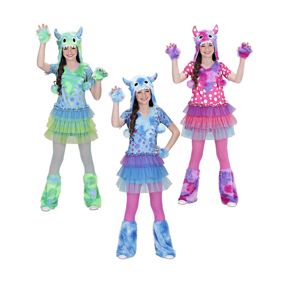 Widmann - Monster Girl Dress, Headpiece, Gloves & Leg Warmers 1 Pc - Color May Vary