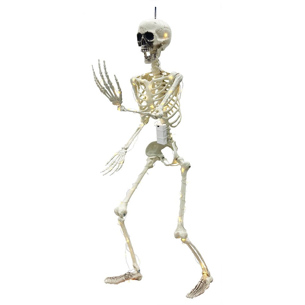 Party Magic - Poseable Skeleton With Lights - White - 90cm