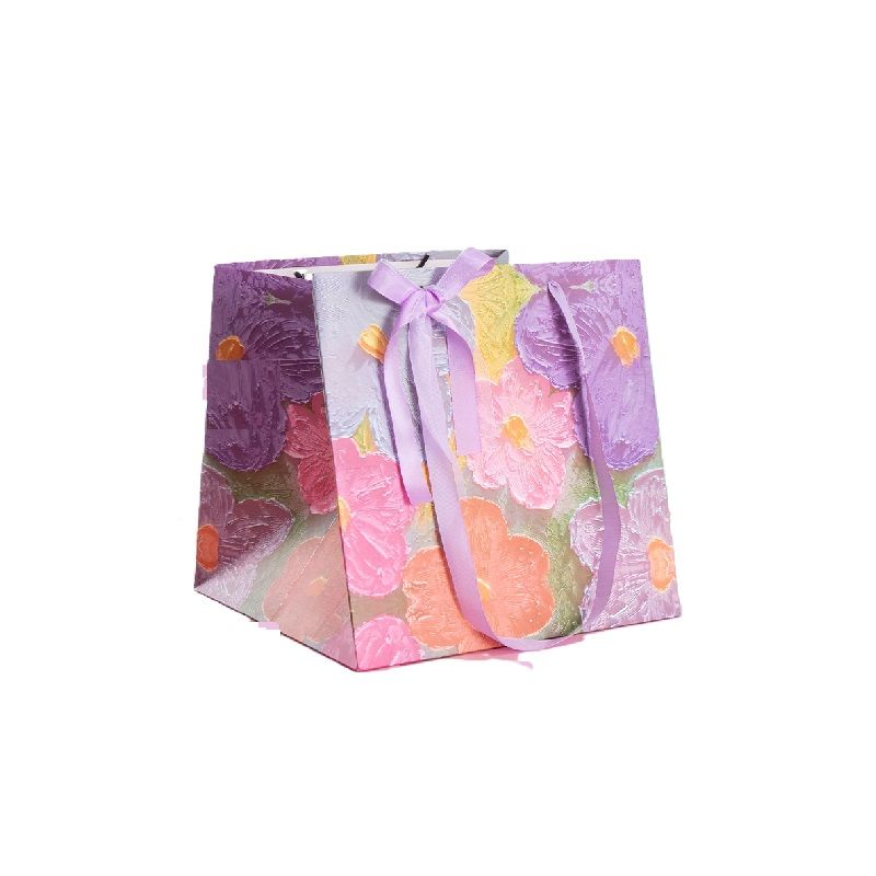 Y-PaperCo. - 3D Bouquet Of Flowers Square Gift Bag - M - Pack of 2