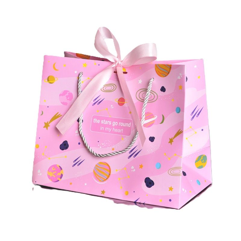 Y-PaperCo - Space Gift Bag - Pack of 3 - Medium - Pink