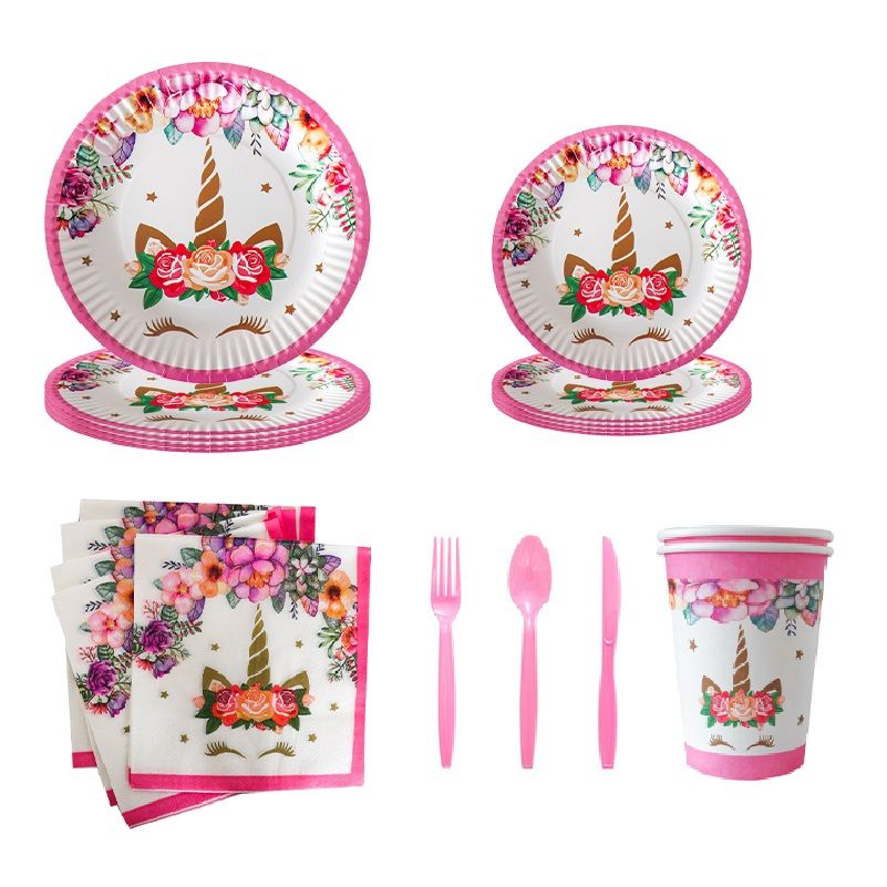 Long Sun - Party Tableware Set - Unicorn - 68pcs