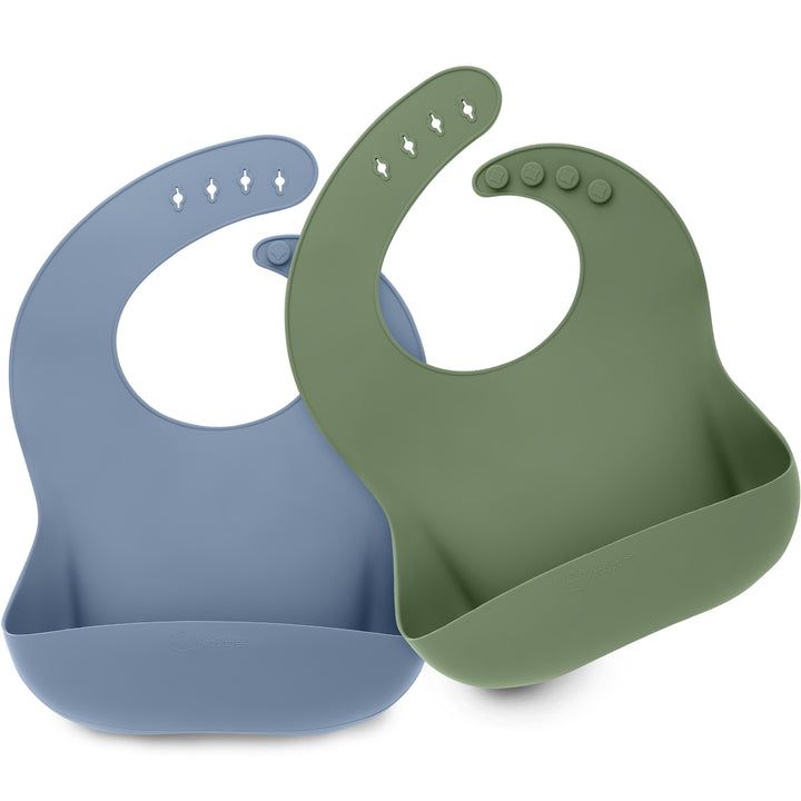 Keababies - Prep Silicone Bibs - Slate - 2 Pcs